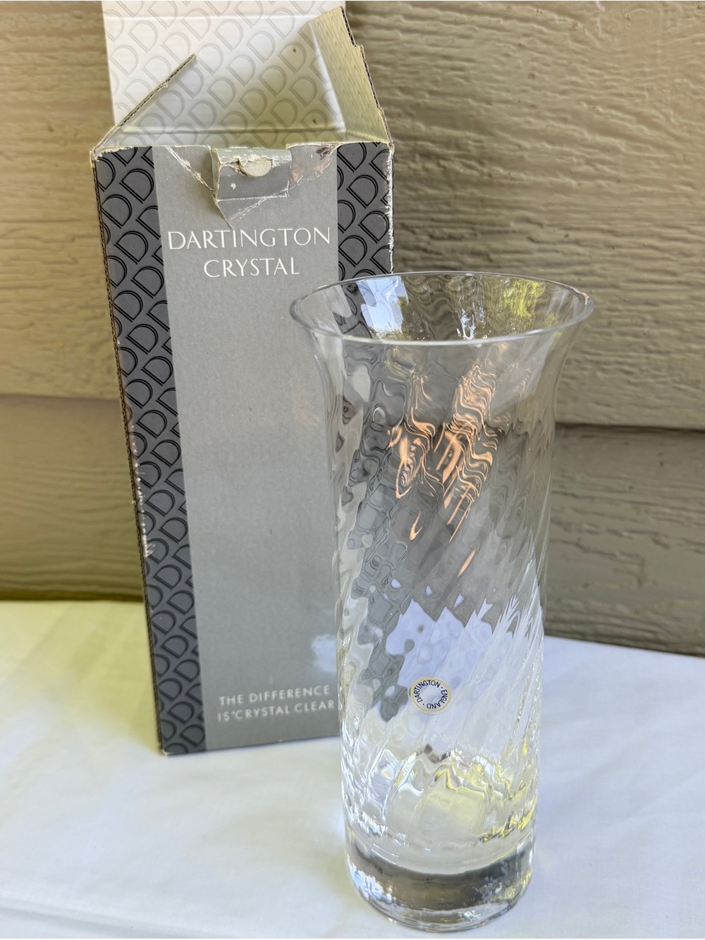 Vintage Dartington Flare Vase Glass Crystal Clear Medium FT 348 - 9” Tall